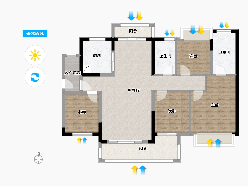 广东省-佛山市-融创滨江粤府-110.00-户型库-采光通风