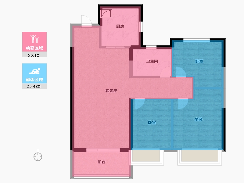 河南省-郑州市-富田城九鼎公馆-71.00-户型库-动静分区