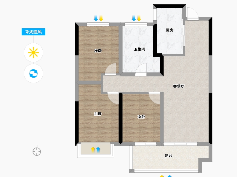 河南省-郑州市-星联·花溪府-80.00-户型库-采光通风