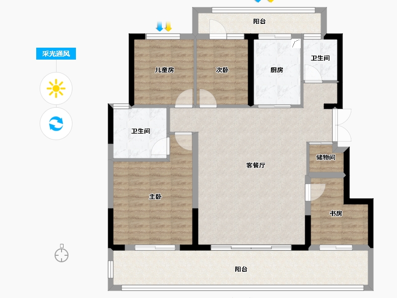 河南省-郑州市-融创·运河源-114.41-户型库-采光通风