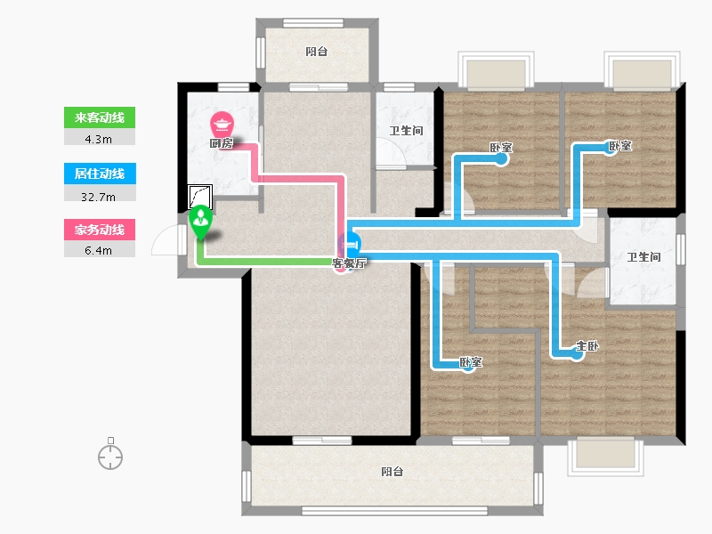 福建省-泉州市-天璟湖畔-126.00-户型库-动静线