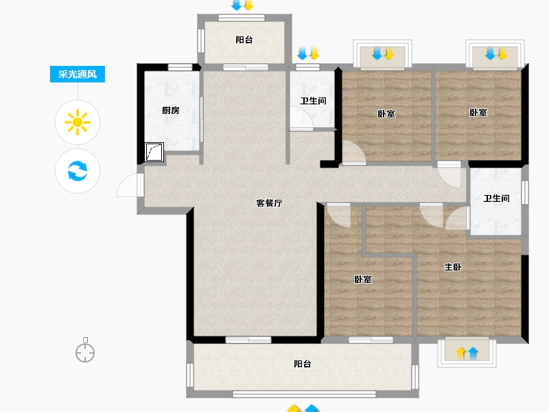 福建省-泉州市-天璟湖畔-126.00-户型库-采光通风