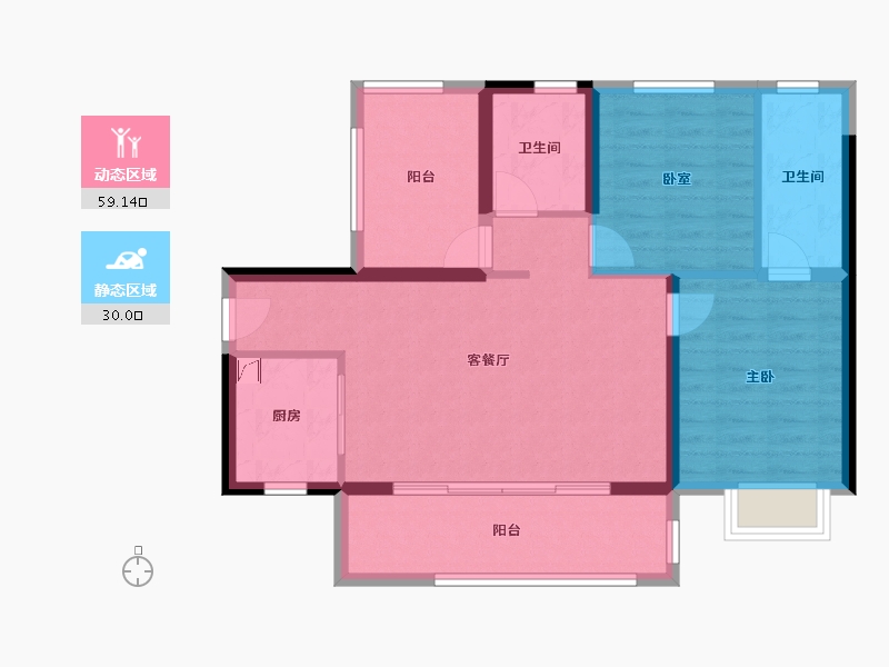 广东省-深圳市-碧桂园十里银滩维港湾-79.75-户型库-动静分区