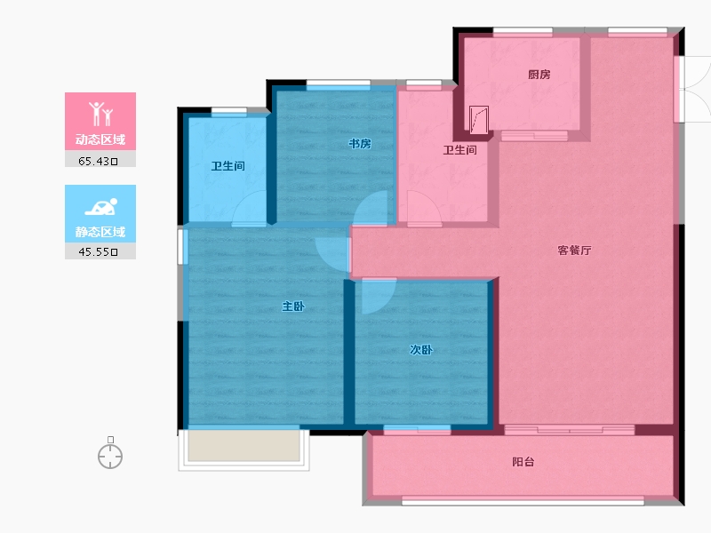 河南省-郑州市-富田城·九鼎华府-100.00-户型库-动静分区