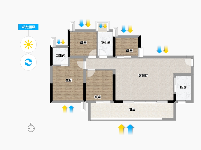 广东省-深圳市-牧云溪谷·和悦府-91.09-户型库-采光通风