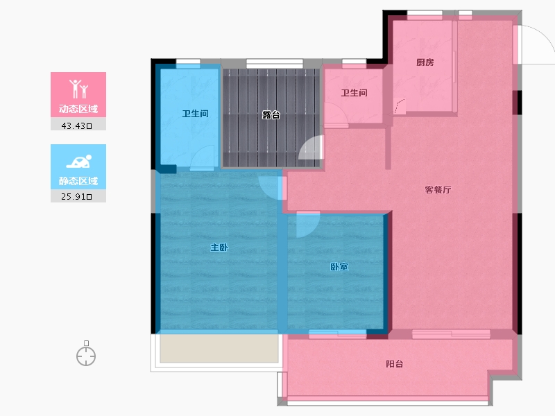 河南省-郑州市-浩创华信·悦府-67.99-户型库-动静分区