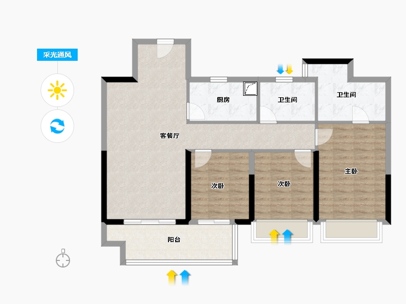 河南省-郑州市-华强国际公馆-92.01-户型库-采光通风