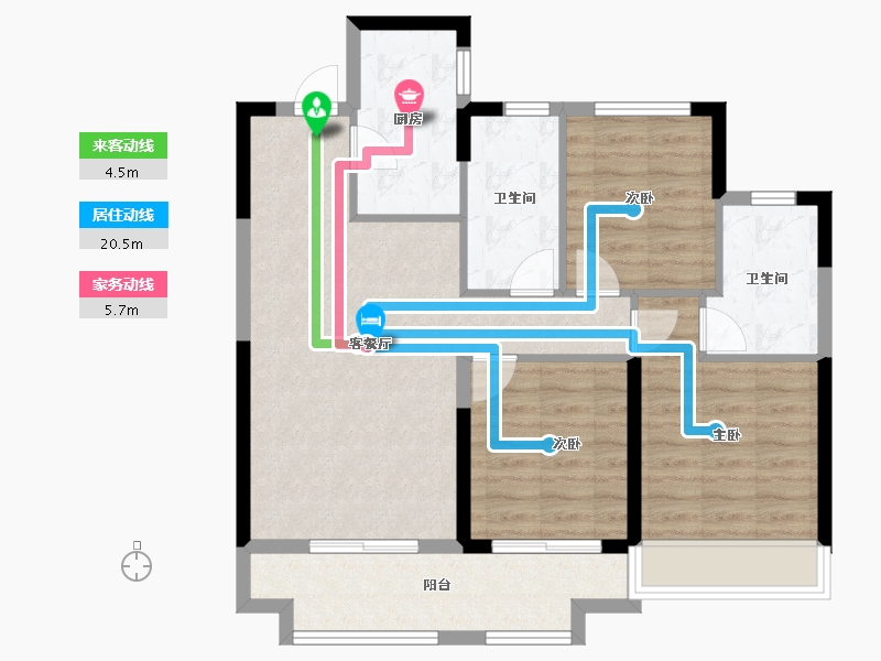 河南省-郑州市-金地·格林格林-84.00-户型库-动静线