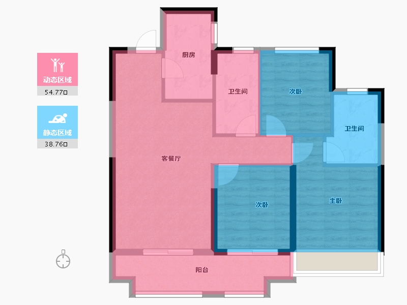 河南省-郑州市-金地·格林格林-84.00-户型库-动静分区