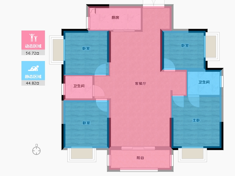 湖南省-株洲市-宝江南城首座-110.00-户型库-动静分区