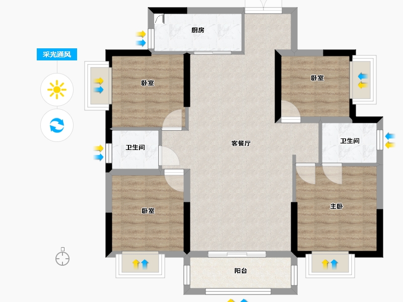 湖南省-株洲市-宝江南城首座-110.00-户型库-采光通风