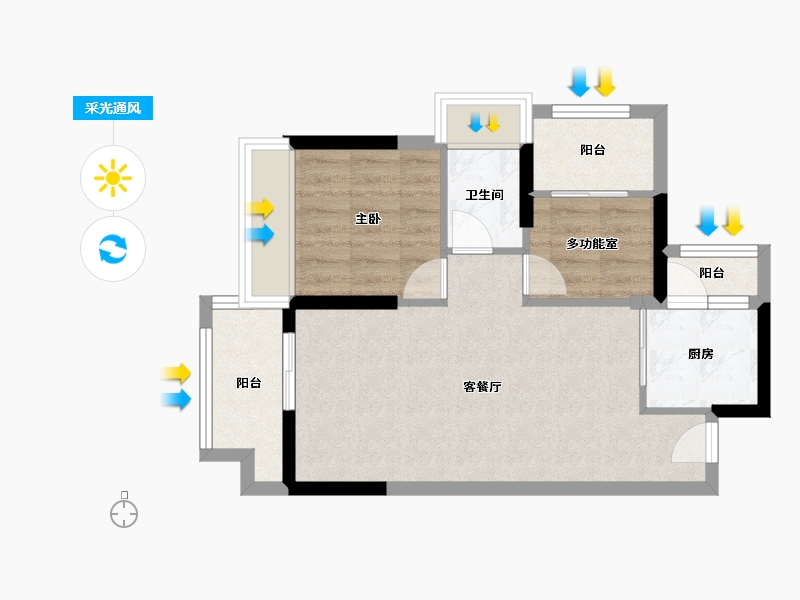 广东省-深圳市-牧云溪谷·和悦府-55.70-户型库-采光通风