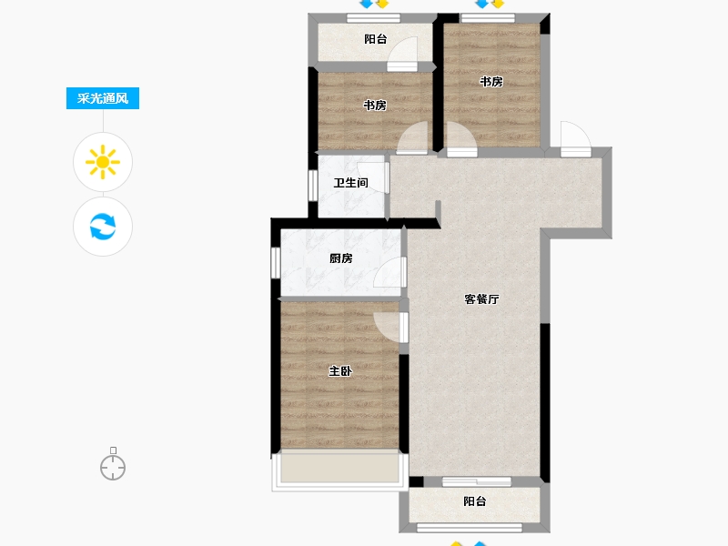 河南省-郑州市-绿都·青云叙-71.21-户型库-采光通风