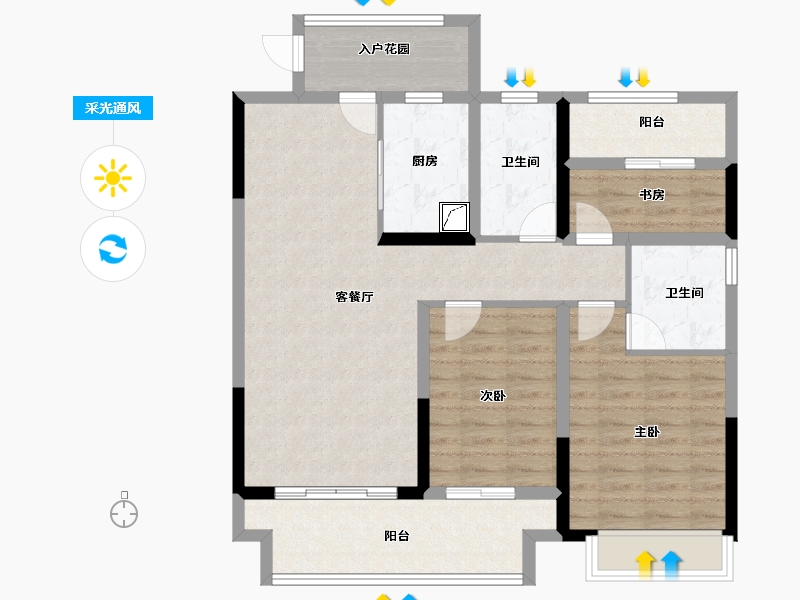 河南省-郑州市-华强国际公馆-93.60-户型库-采光通风