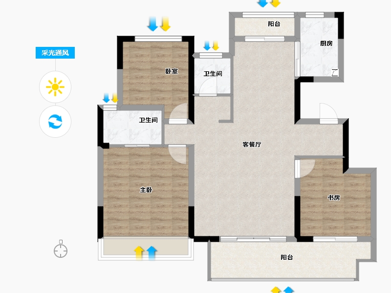 河南省-郑州市-建业·嵩岳府-104.00-户型库-采光通风