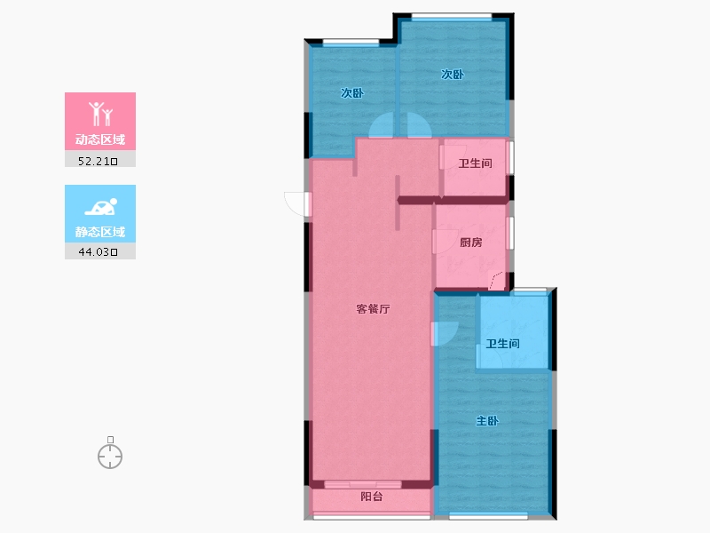 河南省-郑州市-富田城九鼎公馆-86.00-户型库-动静分区