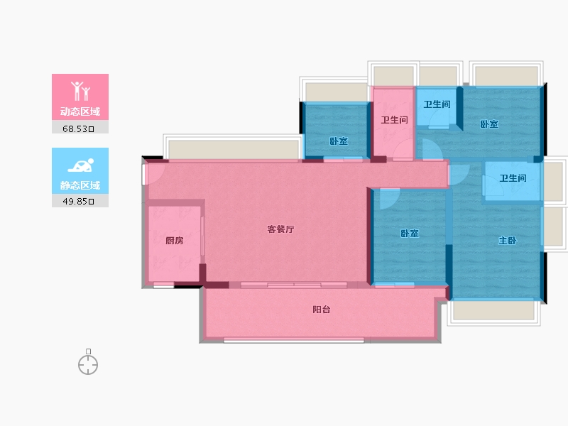 广东省-深圳市-牧云溪谷·和悦府-106.32-户型库-动静分区