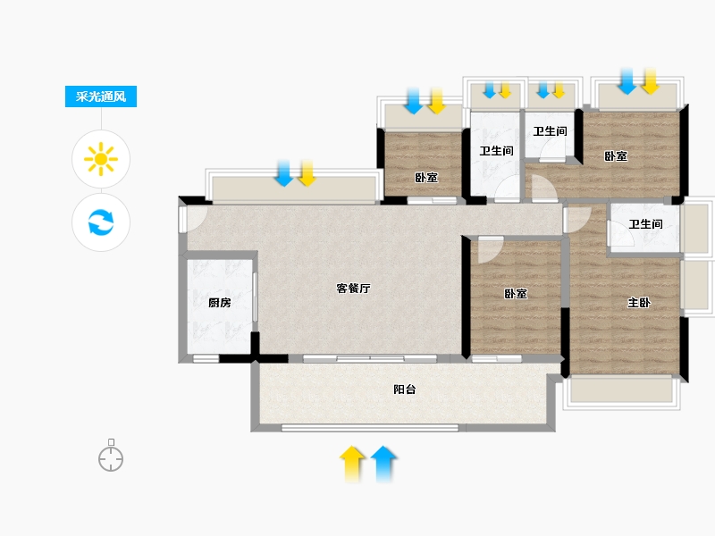 广东省-深圳市-牧云溪谷·和悦府-106.32-户型库-采光通风