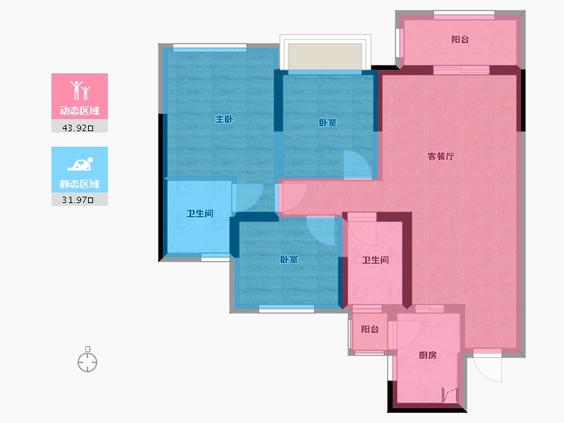 四川省-成都市-合力达卓越南城-69.97-户型库-动静分区