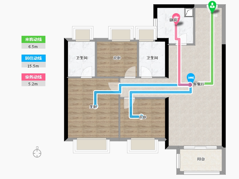 福建省-福州市-龙湖春江彼岸-89.00-户型库-动静线