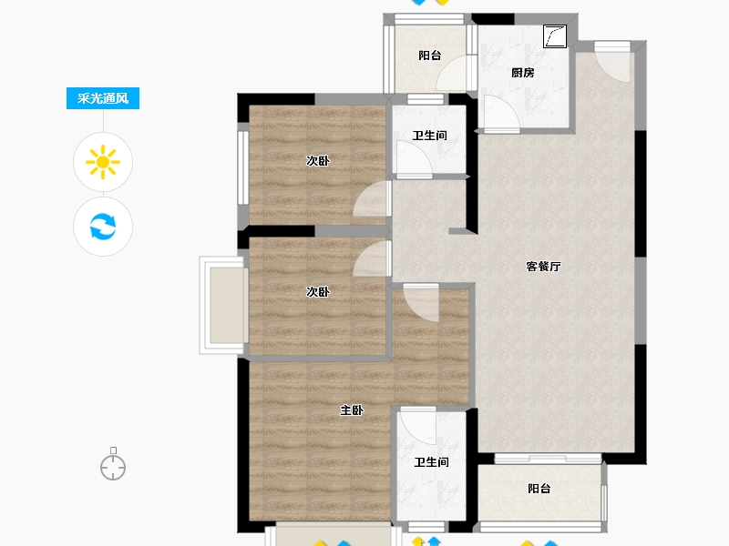 四川省-成都市-康德馨苑-80.00-户型库-采光通风