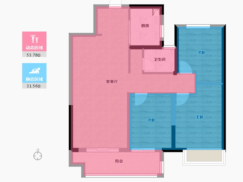 河南省-郑州市-绿都·青云叙-76.00-户型库-动静分区