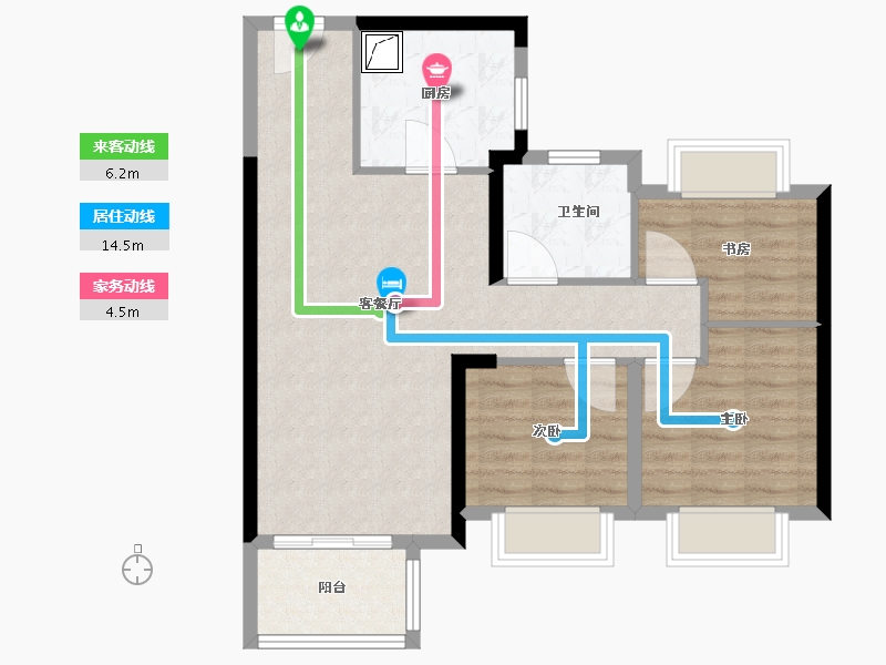 福建省-福州市-龙湖春江彼岸-76.00-户型库-动静线