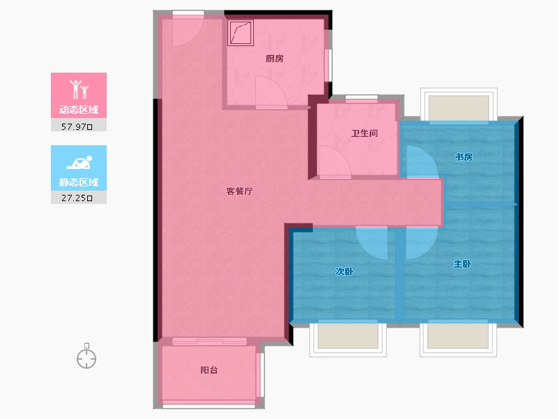 福建省-福州市-龙湖春江彼岸-76.00-户型库-动静分区