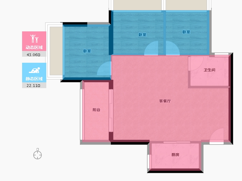 广东省-深圳市-牧云溪谷·和悦府-58.78-户型库-动静分区