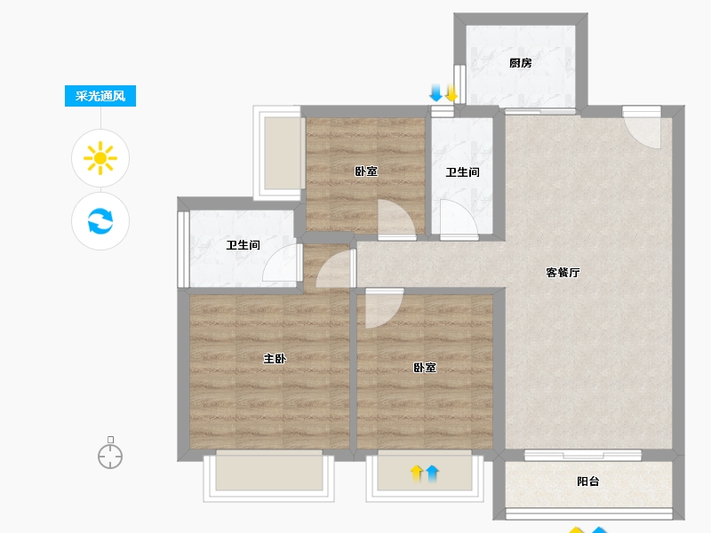 广东省-深圳市-招商臻城​-68.77-户型库-采光通风