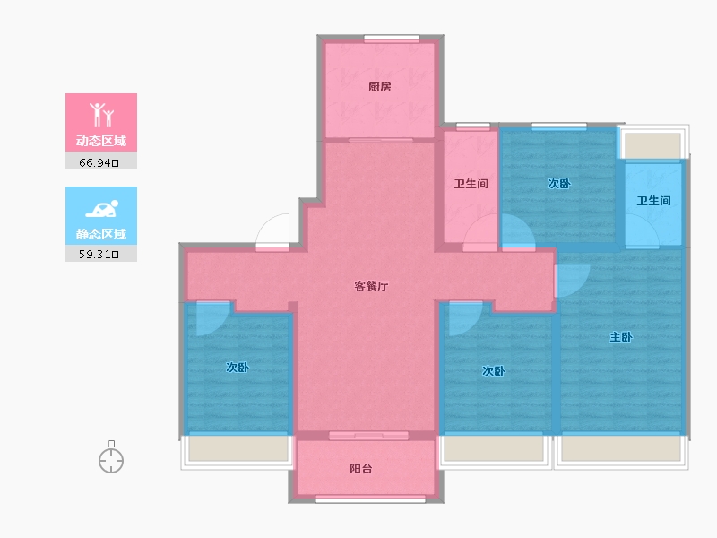 江苏省-苏州市-科技城金茂府​-113.61-户型库-动静分区