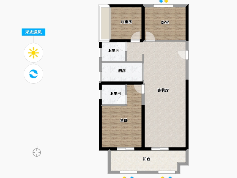 河南省-郑州市-招商美景美境-93.60-户型库-采光通风