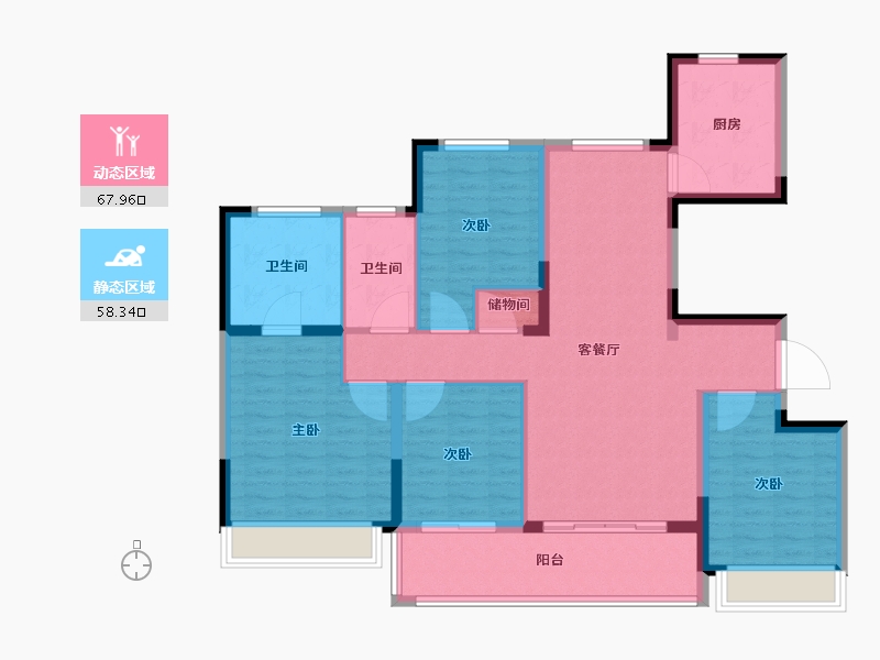 江苏省-苏州市-浅悦静庭-113.61-户型库-动静分区