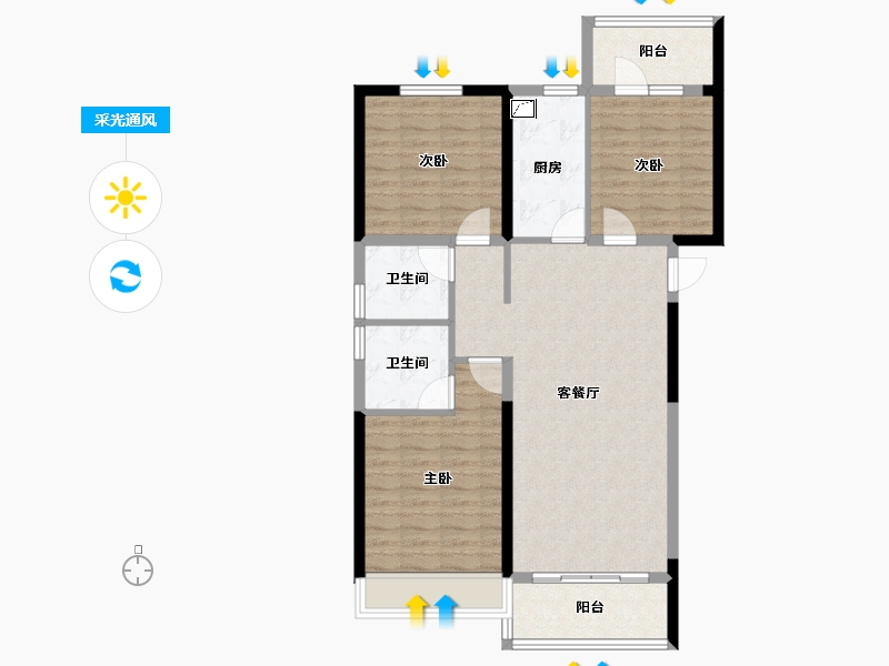 河南省-郑州市-汇泉博澳东悦城-92.80-户型库-采光通风