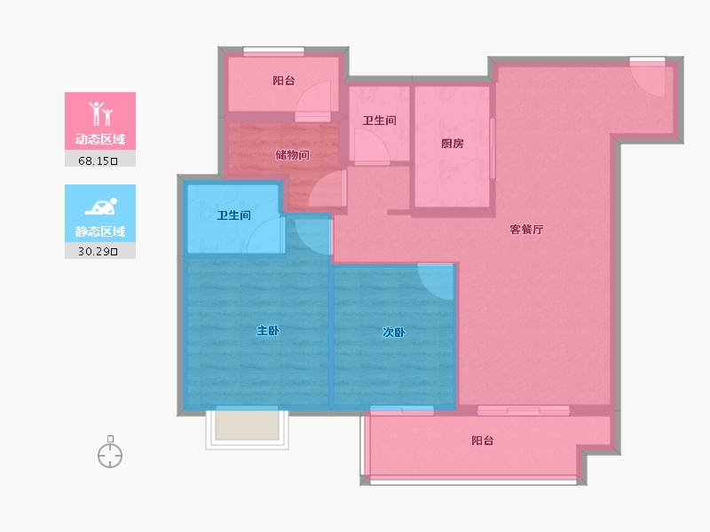 江苏省-苏州市-新城十里锦绣​-88.55-户型库-动静分区