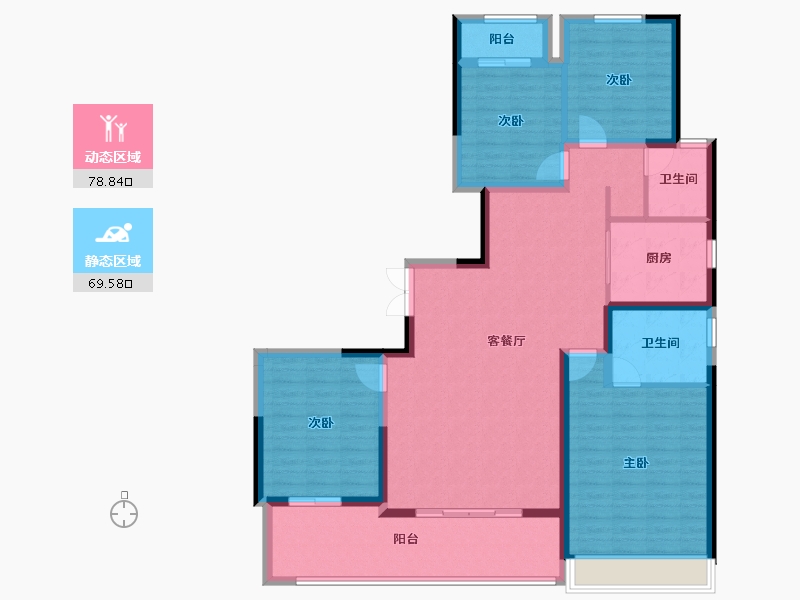 河南省-郑州市-康桥天樾九章-134.39-户型库-动静分区