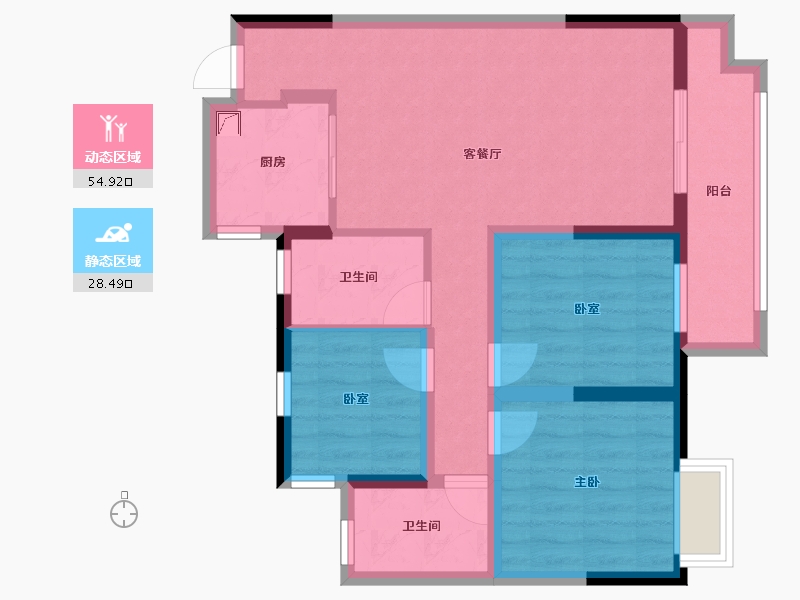 浙江省-金华市-中梁金地西江悦府-78.00-户型库-动静分区