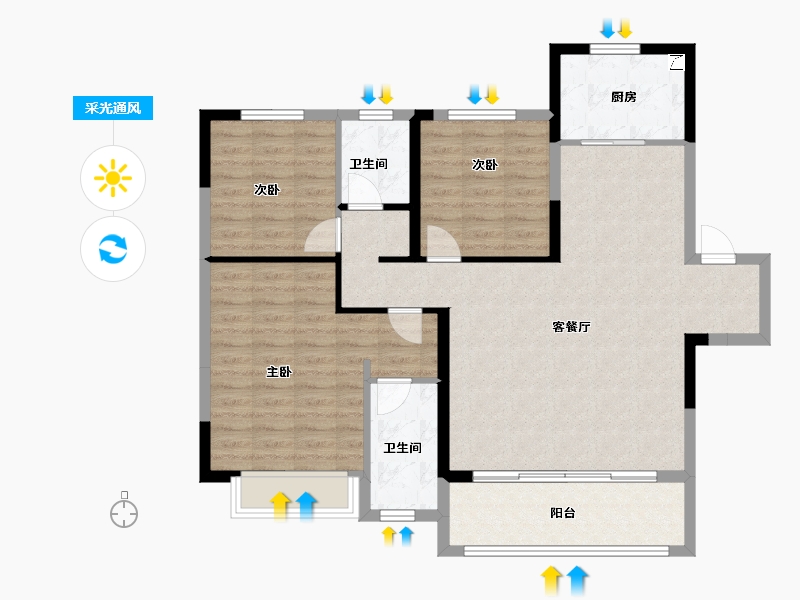 河南省-郑州市-兴港和昌云著-101.60-户型库-采光通风