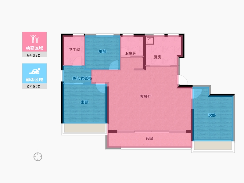 河南省-郑州市-绿城·明月滨河-92.63-户型库-动静分区