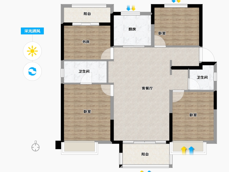 河南省-郑州市-万科山河道-117.60-户型库-采光通风