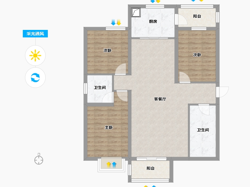 河北省-张家口市-滨河新城-13542.00-户型库-采光通风