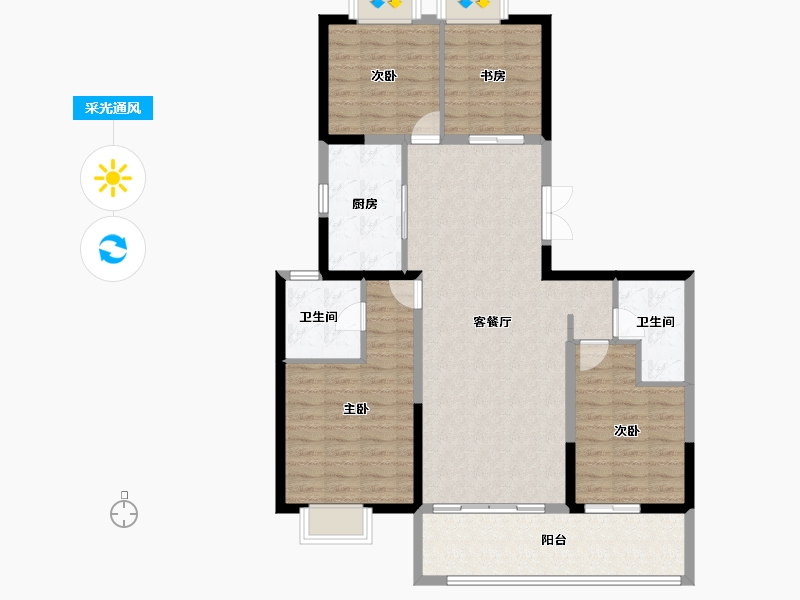 河南省-郑州市-康桥香麓湾-113.60-户型库-采光通风