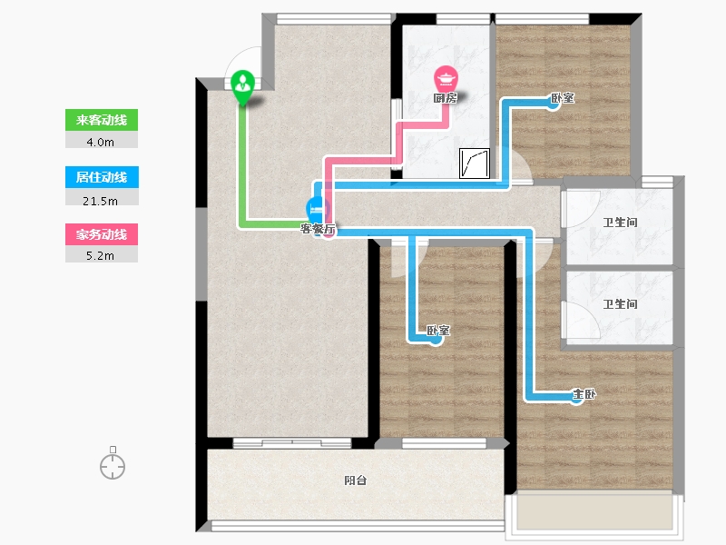 河南省-郑州市-绿城·诚园-90.74-户型库-动静线