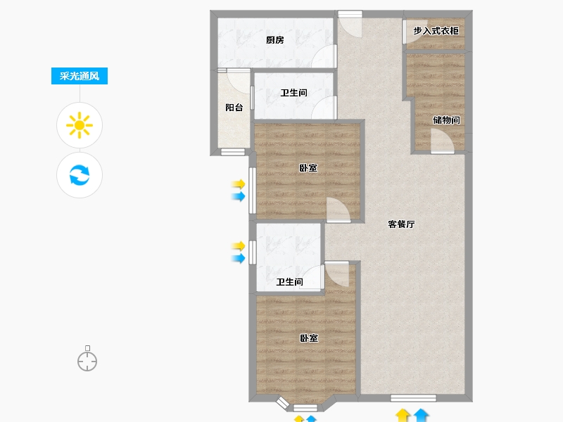 上海-上海市-徐汇苑-129.00-户型库-采光通风