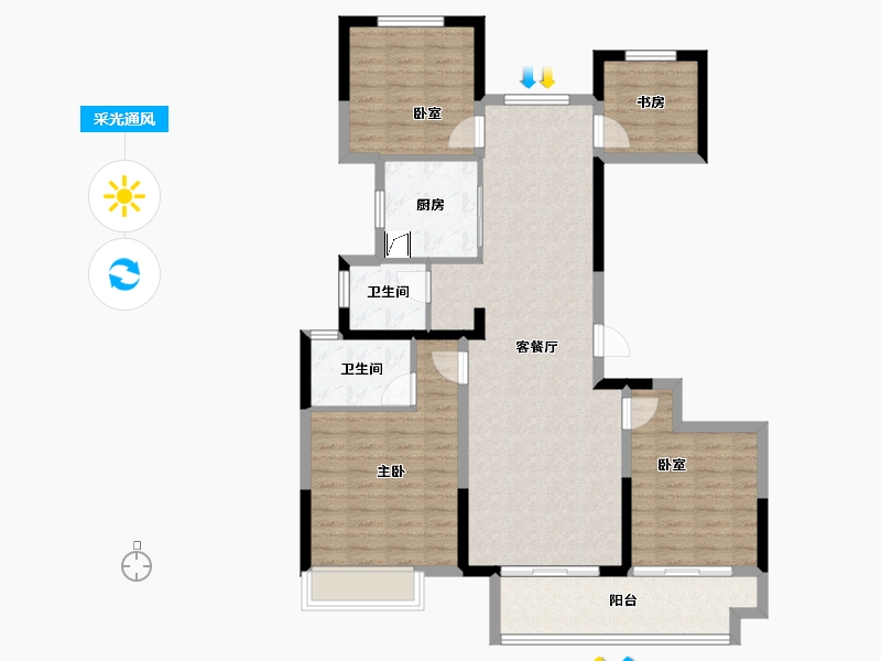 河南省-郑州市-滨河春晓​-103.92-户型库-采光通风