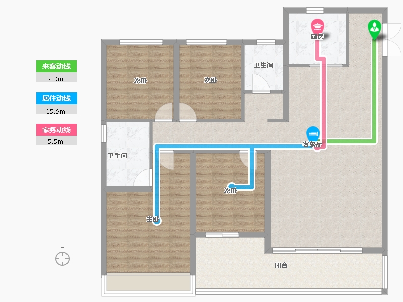 河南省-郑州市-康桥天樾九章-134.40-户型库-动静线