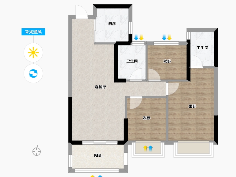 福建省-福州市-天俊尊品-73.00-户型库-采光通风