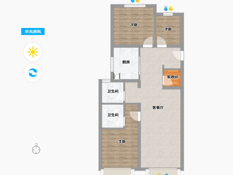 北京-北京市-奥森春晓-82.00-户型库-采光通风