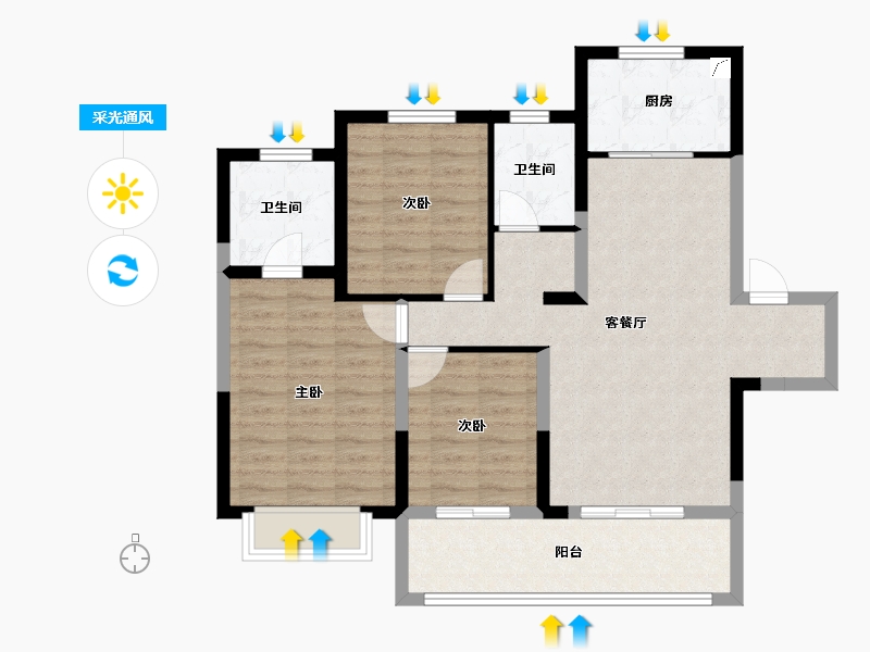 河南省-郑州市-兴港和昌云著-88.01-户型库-采光通风