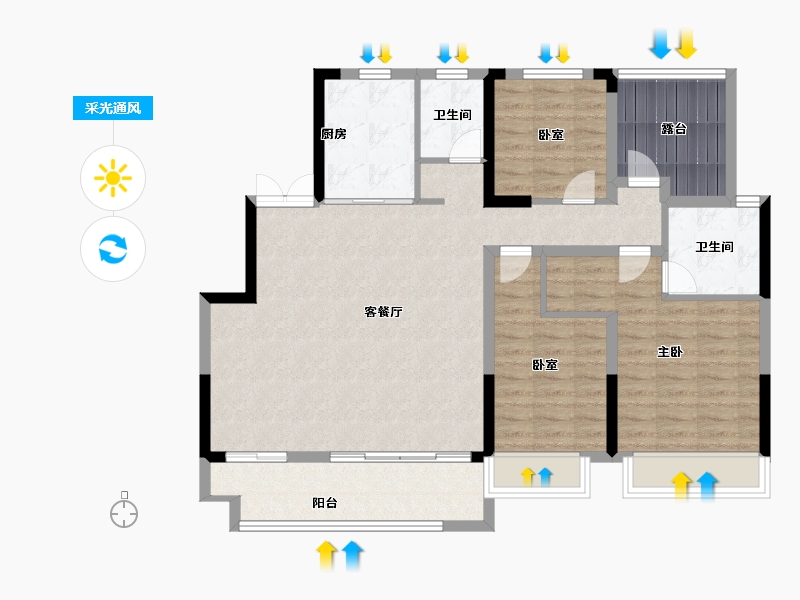 河南省-郑州市-绿地花语城-105.00-户型库-采光通风